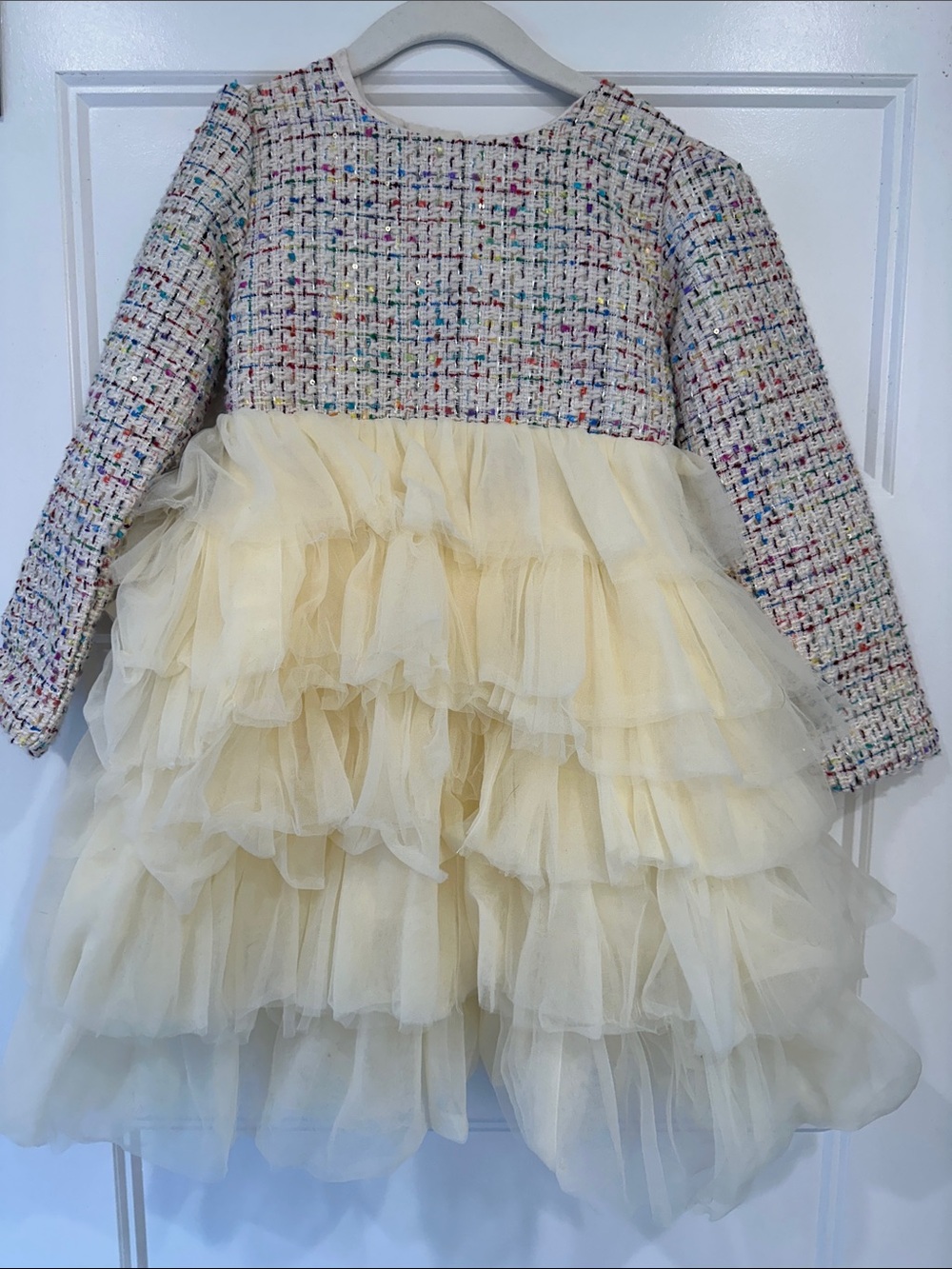 Lola + The Boys Multicolor Tweed and Tulle Dress